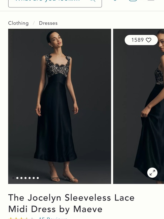 Maeve Dresses & Skirts - Maeve Black Satin Midi Dress with Ivory Lace Bodice